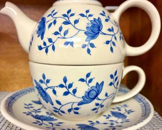 Tea for One Set, Blue Floral Pattern Andrea By Sadek