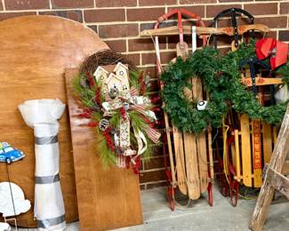Decorated Vintage Wooden Sled
