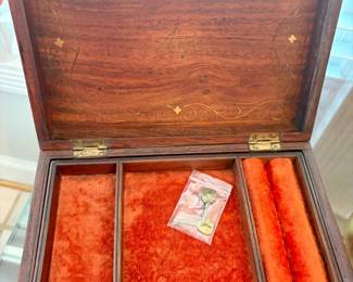 Victorian Rosewood Jewelry Box with Brass Inlay