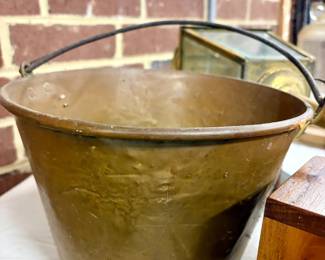 Antique HandHammered Copper Apple Butter Kettle