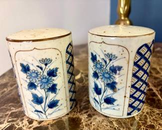 Vintage Japanese Aritastyle Ceramic Salt and Pepper Shakers