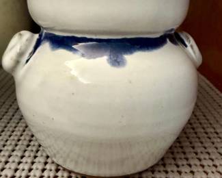 American SaltGlaze Stoneware Sugar Bowl with Lug Handles