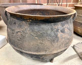 Antique Cast Iron Cauldron Pot with Gate Mark