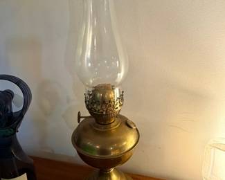 Vintage Brass Oil Lamp with Chimney Rayo Style