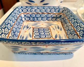 Polish Pottery Square Baker Stempel Pattern