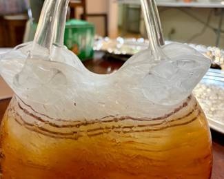 Murano Style Glass Handbag Vase