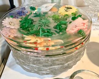 Vintage HandPainted Floral Glass Serving Plates
