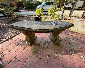 Curved Cast Stone Garden Bench