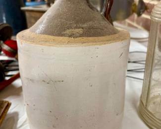 Antique TwoTone Stoneware Whiskey Jug