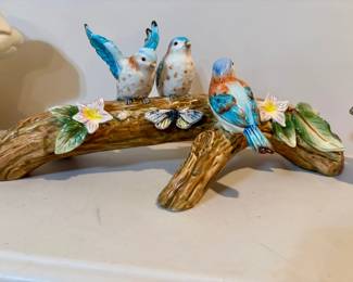 Fitz and Floyd Toulouse Bluebirds on Branch Figurine