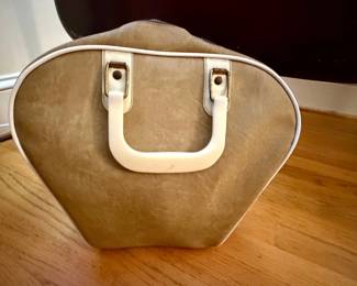 Vintage Tan and White Trim Bowling Ball Bag