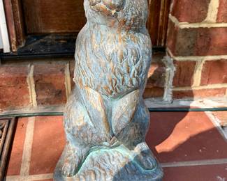 Cast Iron Verdigris Finish Rabbit Statue