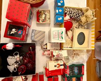 Assorted Vintage Christmas Ornament Collection with Hallmark, Carlton Cards, and Avon