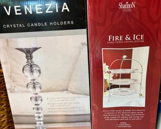 Shannon Crystal by Godinger Venezia Candle Holder and Fire Ice Three Tiered Server