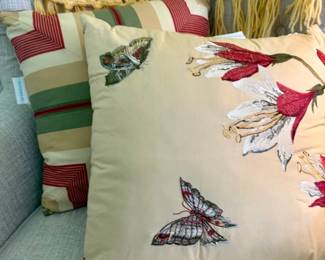 Waverly Embroidered Botanical Butterfly Decorative Throw Pillows