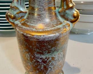 Vintage Gold Gilt Ceramic Amphora Vase