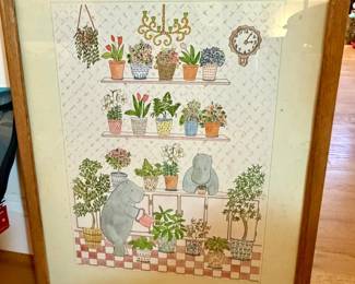 Vintage Hippo Print by Susan Wheeler