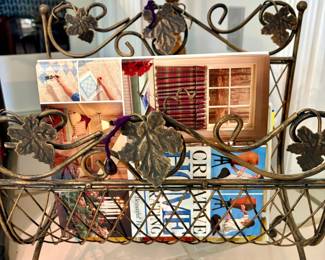 Vintage Wrought Iron Grapevine Magazine Rack