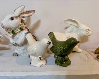 Fitz and Floyd Fauna and Flora Collection Ceramic Bunnies and Birds
