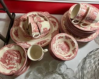 Johnson Brothers Old Britain Castles Pink Transferware Dinnerware Set