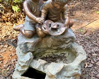 Pure Garden Children at the Well Outdoor Water Fountain with LED Lights