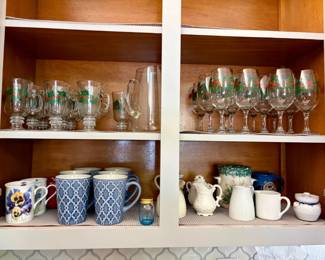 Assorted Seasonal Glassware and Ceramic Tableware Collection with Holiday Motifs