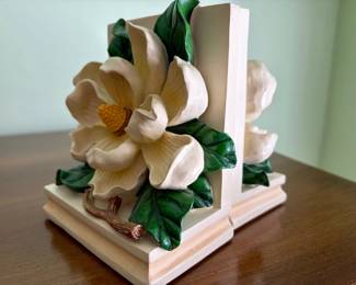 Vintage CBK Ltd Magnolia Blossom Bookends