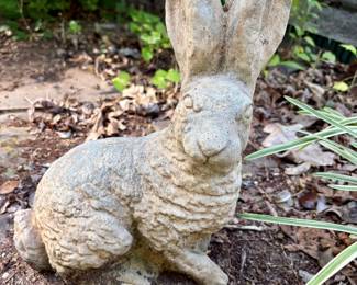Vintage Cast Concrete Rabbit Garden Statue