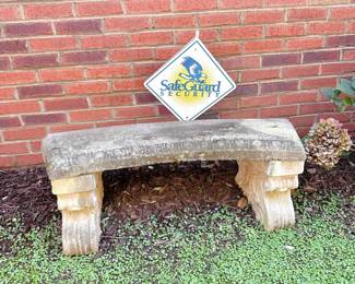Curved Stone Garden Bench 