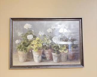 White Geraniums Framed Print 