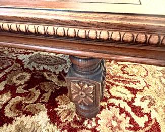 Carving details on coffee table