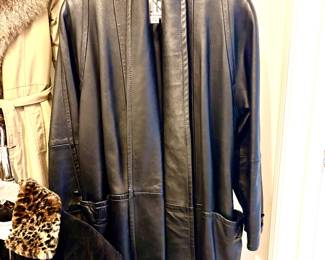Luxurious long leather coat