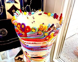 Brightly colored large art pot