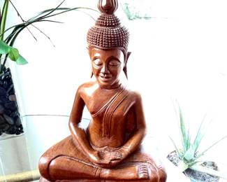Vintage Thai carved wood statue