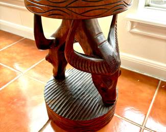 Unique hand carved antelope base accent table