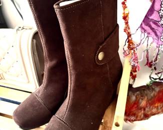 Brown suede boots