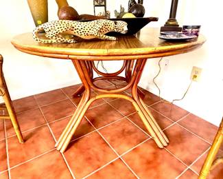 MCM rattan bentwood base table