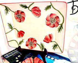 Vintage Clay Art poppy platter