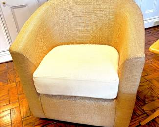 Woven seagrass swivel barrel chair
