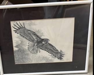 Signed & numbered Hawk print 