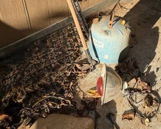 Kerosene gas can & miscellaneous tools