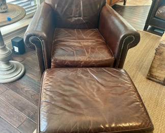 Restoration Hardware Chair and Ottoman - Harrison