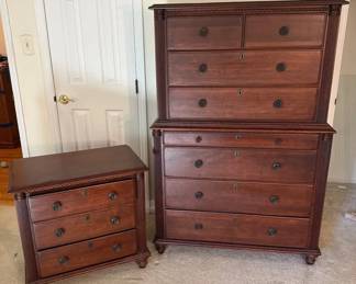 Newport Solid Wood Cabinet Armoire / Tall Dresser & Matching Bedside Side Table
