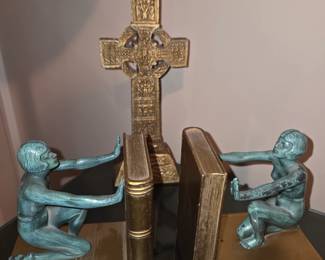 Antique Ronson Deco Flapper Girl Metal Bookends