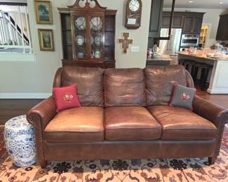 Thomasville leather sofa, chair