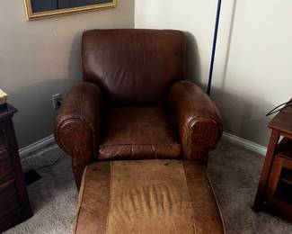 Leather chair and ottoman