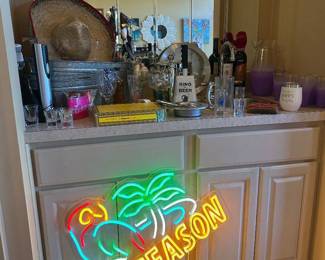 Corona neon sign & cocktail essentials