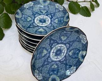 vintage Hijiri Gama Japanese Porcelain Plates, set 8