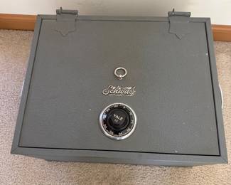 vintage Schwab fireproof chest safe equipped with a Yale mechanical combination dial lock