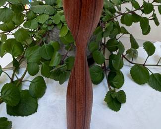 vintage mid-century modern turned wood or teak candlestick holder